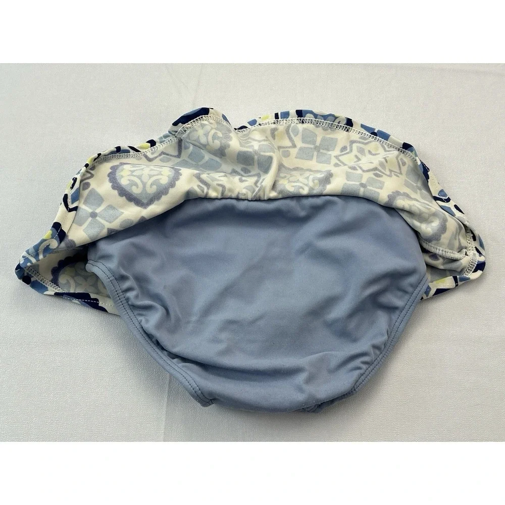 Gymboree Girls 12-18M Blue Tile Print Swim Skirt Bottom Skirted Bikini Brief